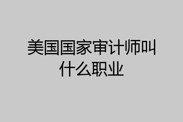 美国国家审计师叫什么职业