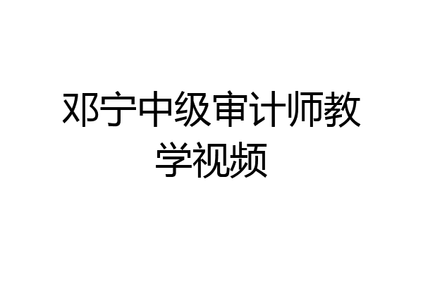 邓宁中级审计师教学视频