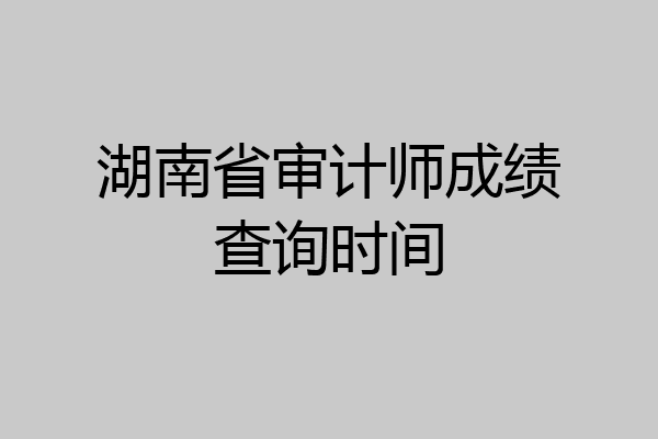 湖南省审计师成绩查询时间