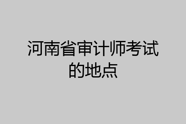 河南省审计师考试的地点