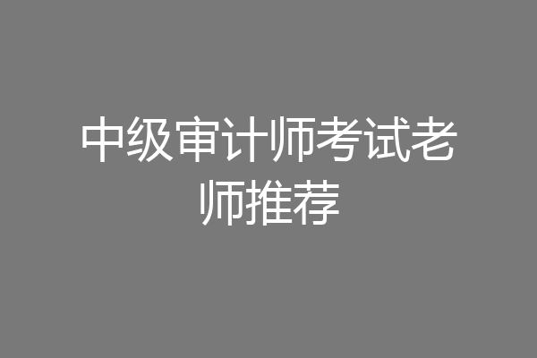 中级审计师考试老师推荐