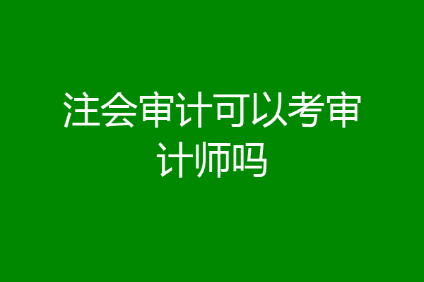 注会审计可以考审计师吗