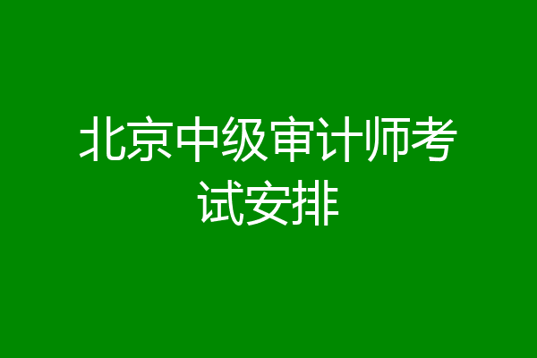 北京中级审计师考试安排