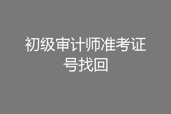 初级审计师准考证号找回