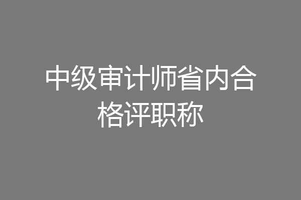 中级审计师省内合格评职称