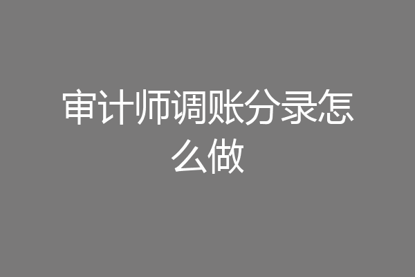 审计师调账分录怎么做
