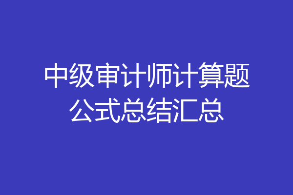中级审计师计算题公式总结汇总