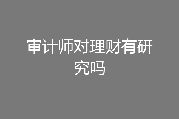 审计师对理财有研究吗