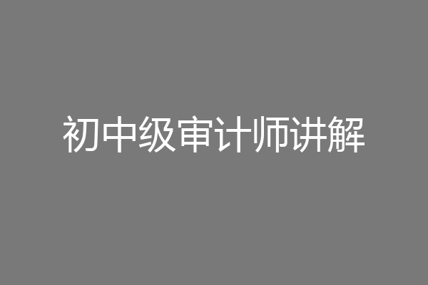 初中级审计师讲解