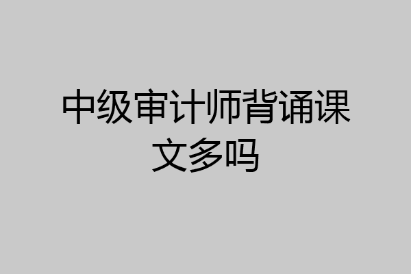 中级审计师背诵课文多吗