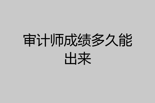 审计师成绩多久能出来