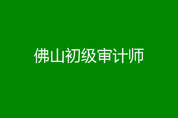佛山初级审计师