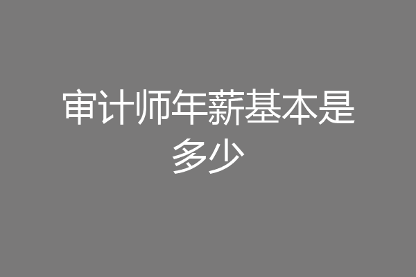 审计师年薪基本是多少