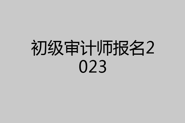 初级审计师报名2023