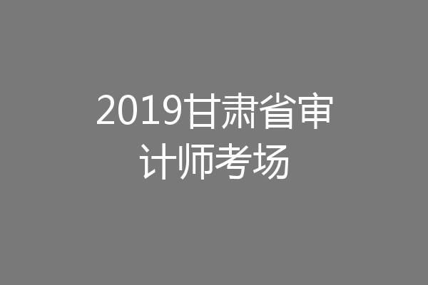 2019甘肃省审计师考场
