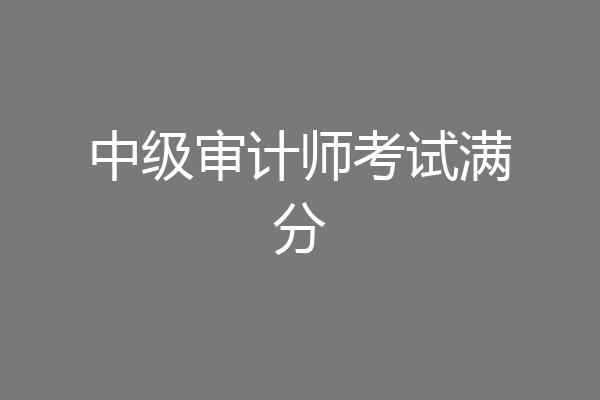中级审计师考试满分
