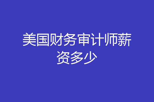 美国财务审计师薪资多少