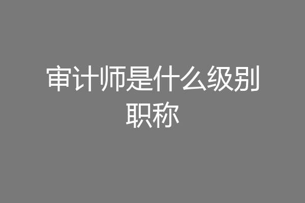 审计师是什么级别职称