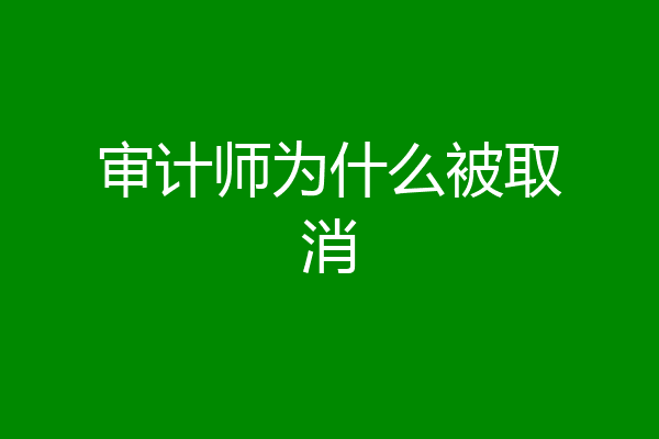 审计师为什么被取消