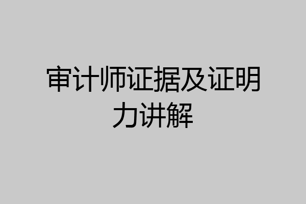 审计师证据及证明力讲解