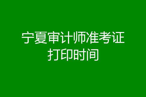 宁夏审计师准考证打印时间