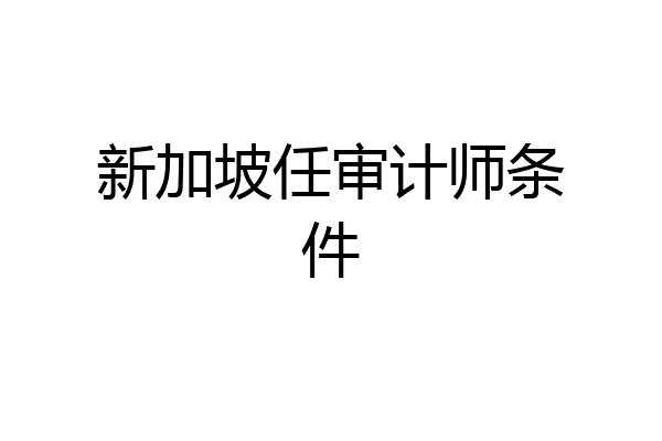 新加坡任审计师条件