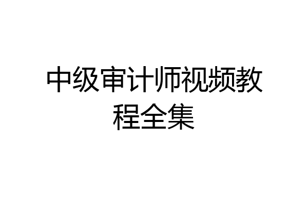 中级审计师视频教程全集