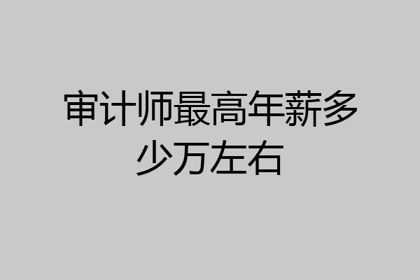 审计师最高年薪多少万左右
