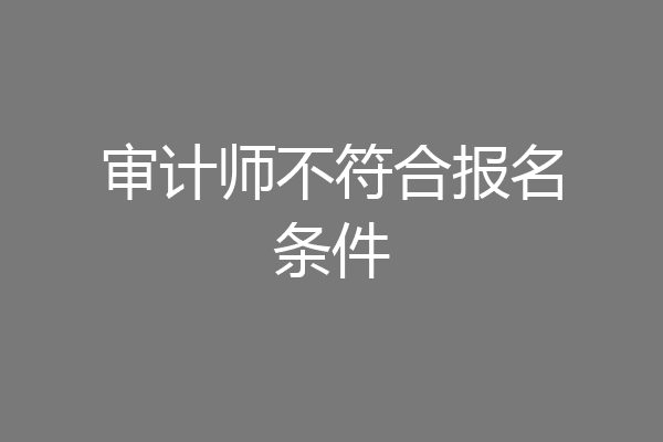 审计师不符合报名条件