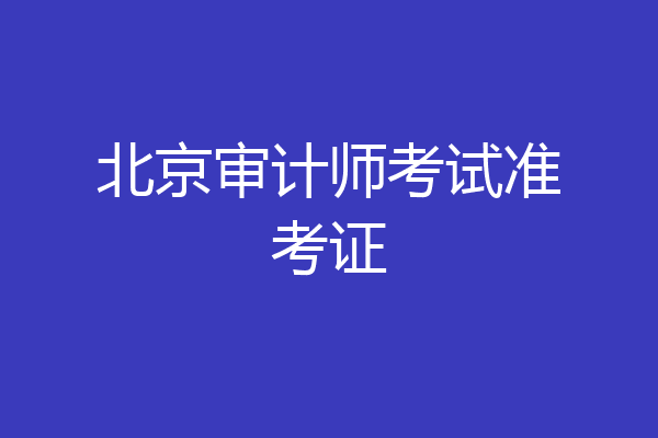 北京审计师考试准考证