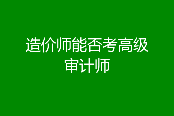 造价师能否考高级审计师