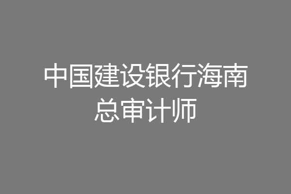 中国建设银行海南总审计师