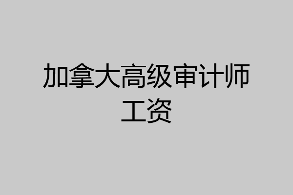加拿大高级审计师工资