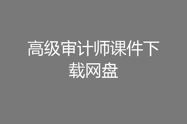 高级审计师课件下载网盘