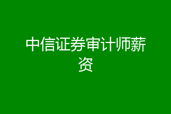 中信证券审计师薪资