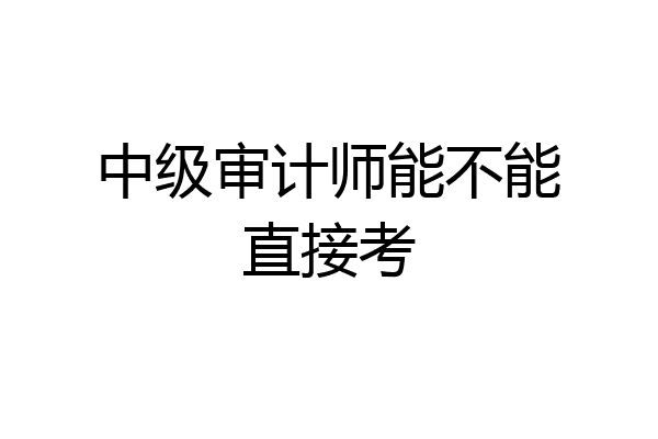 中级审计师能不能直接考