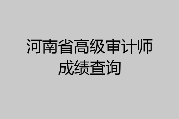 河南省高级审计师成绩查询