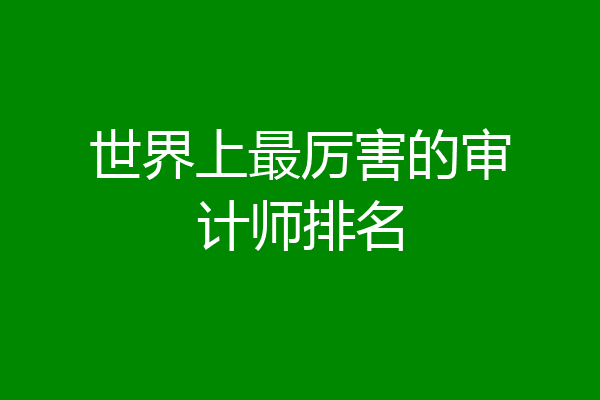 世界上最厉害的审计师排名