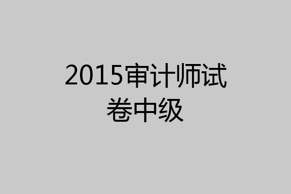 2015审计师试卷中级