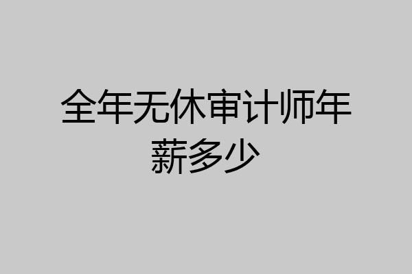全年无休审计师年薪多少