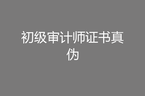 初级审计师证书真伪