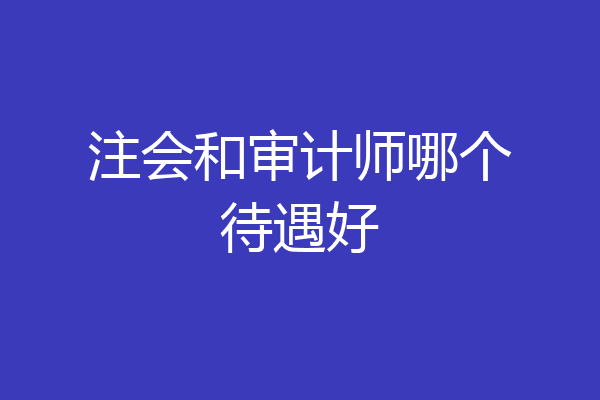 注会和审计师哪个待遇好