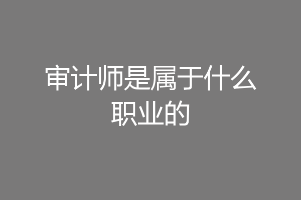 审计师是属于什么职业的