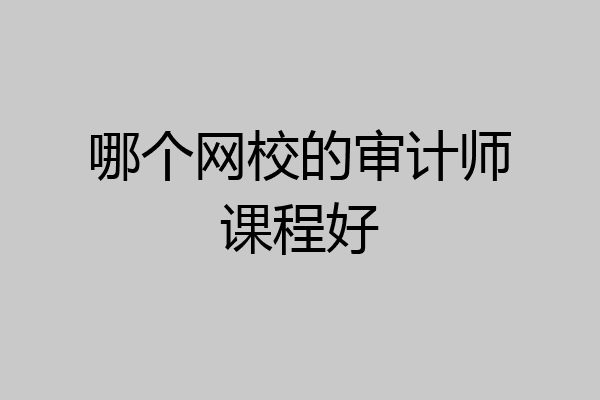 哪个网校的审计师课程好