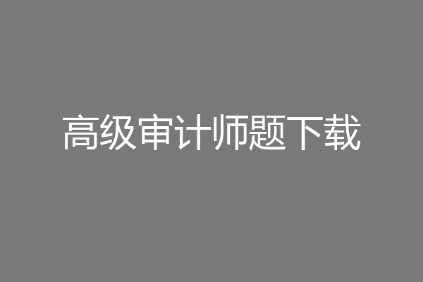 高级审计师题下载