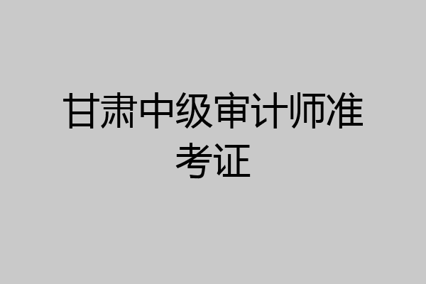 甘肃中级审计师准考证