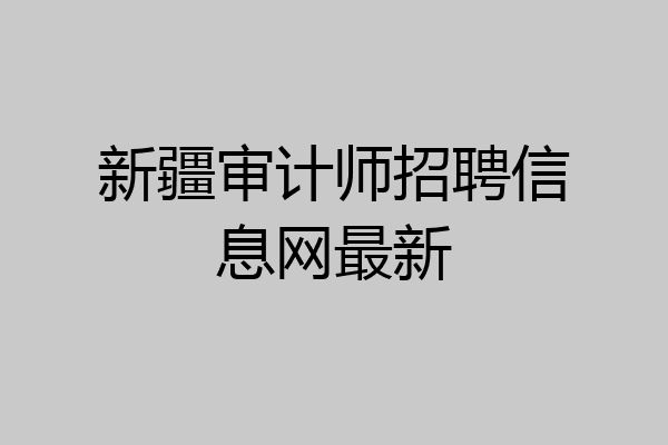 新疆审计师招聘信息网最新