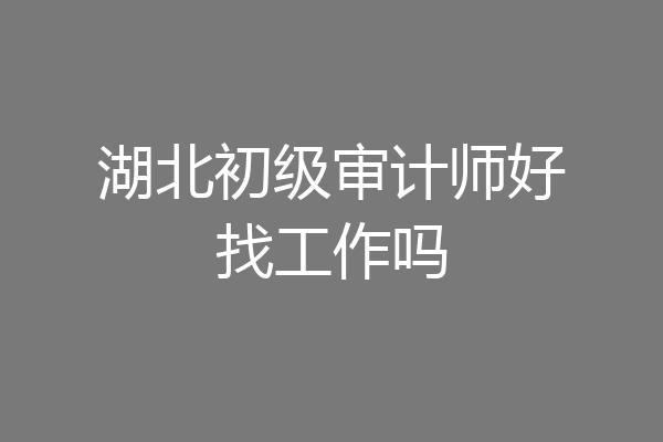 湖北初级审计师好找工作吗