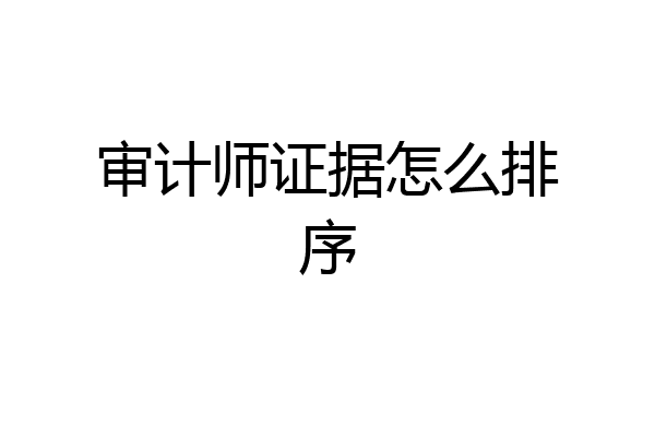 审计师证据怎么排序