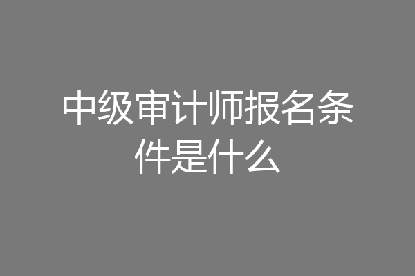 中级审计师报名条件是什么
